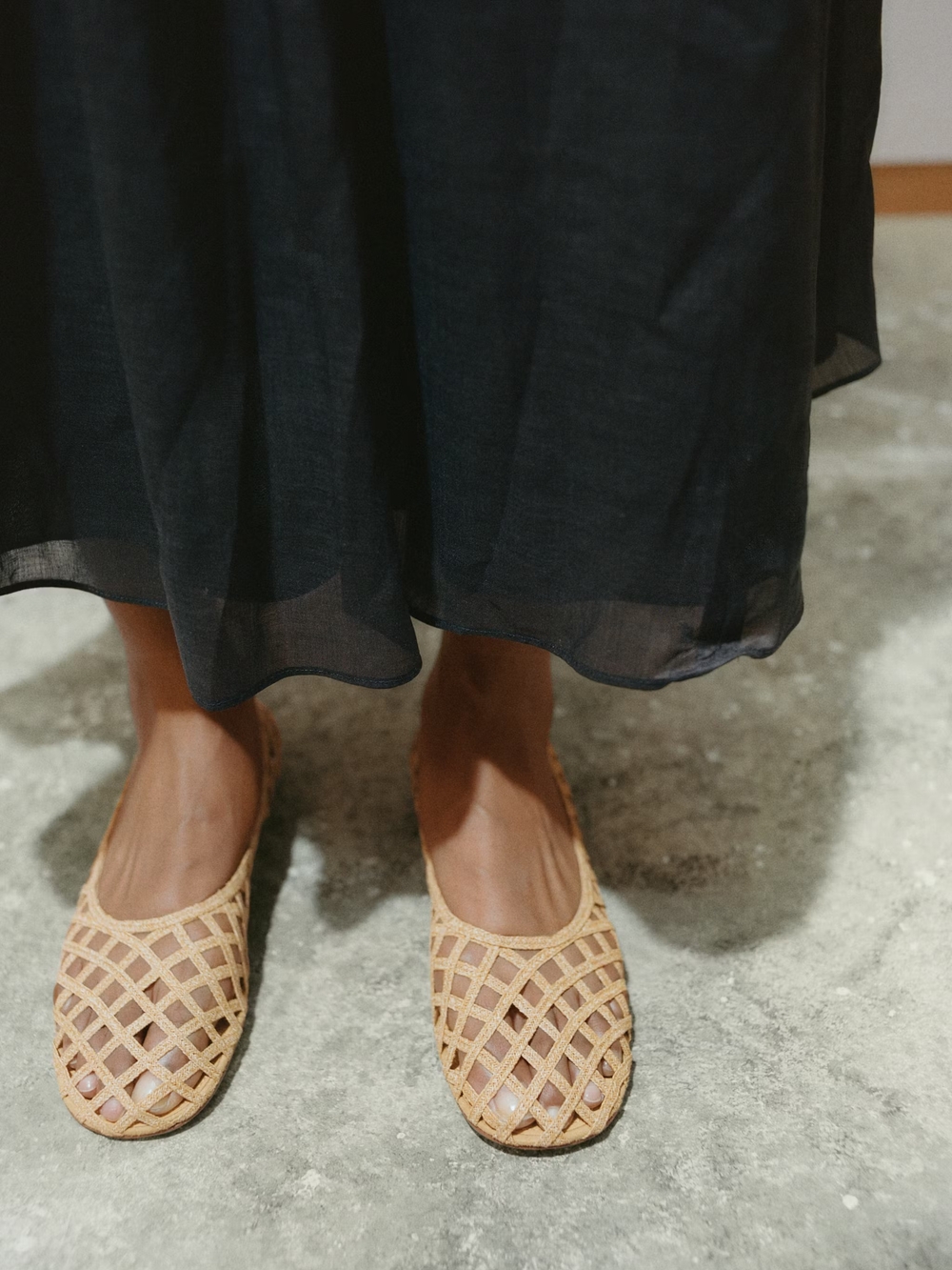 Mango Gold Woven Slip-On Flats